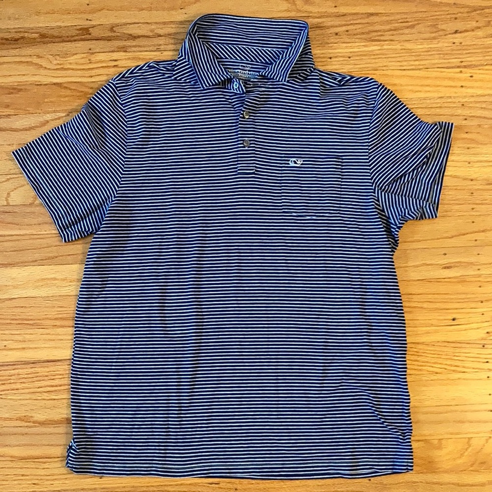 Men's Large Vineyard Vines Polo Shirt Blue Stripe